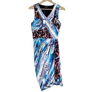 NWT Rebecca Minkoff Dress Womens 6 100% Silk Multicolor Leopard Sleeveless